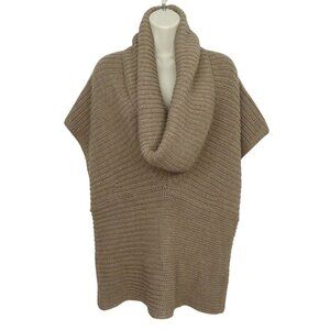 Lauren Ralph Lauren Womens Medium Beige Chunky Knit Cowl Neck Sleeveless Sweater